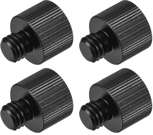 sourcing map Microphone Stand Adapter 3/8-16 Male to 5/8-27 Female Camera Screw Thread Adapter for Microphone Tripod Stand Black 4 Pcs