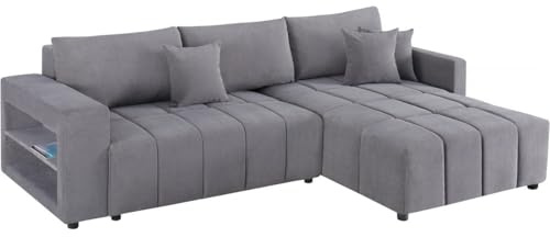 Habitat et Jardin Canapé d'angle Convertible Tissu Chenille 3 Places - Trocadero - Gris