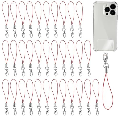 50 Stück rosso Cordino per cellulare per portachiavi, anelli per ciondoli per cellulare con moschettone, cinturino ad anello per telefono, cordino per ciondoli per cellulare, pendente per chiave USB