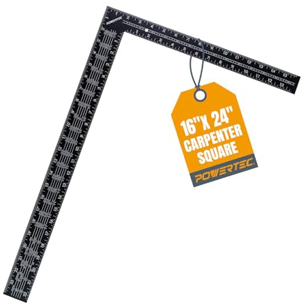 POWERTEC Rahmenwinkel, 40,6 x 61 cm, Tischlerwinkel mit Sparrentischen, Holzbearbeitungswinkel für Tischler, Holzbearbeitung, Bau, Treppenlehre (80008W)