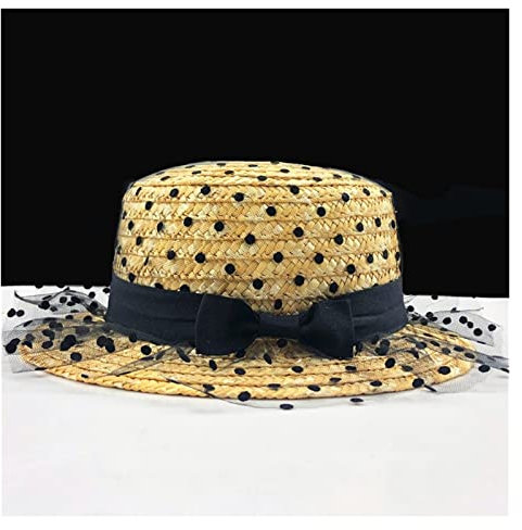 CKQshenKouyicKQ Eltern-Kind-Sonnenhut, niedliche Kinder-Sonnenhüte, Bogen, handgefertigt, Damen, Strohkappe, Strand, große Krempe, lässig, Mädchen, Sommerkappe(Child Size (50-52cm))