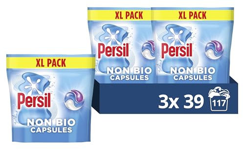 Persil Non Bio 3 in 1 Washing Capsules laundry capsules gentle next to sensitive skin for outstanding stain removal in quick & cold washes 117 washes (3x 39)