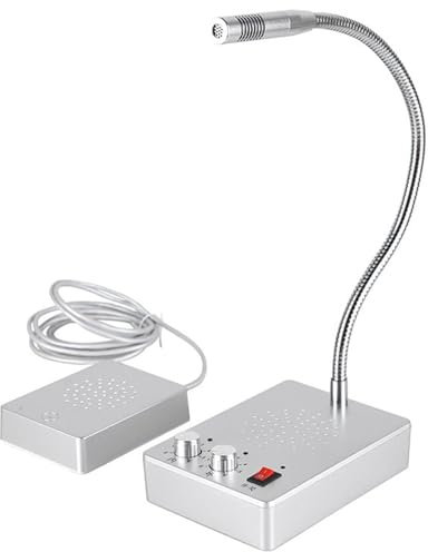 XCSCUK Altoparlante da Finestra, citofono a Parete, Altoparlante da banco a Doppia Via Walkie-Talkie, per Banca/Ufficio/Ospedale (White)