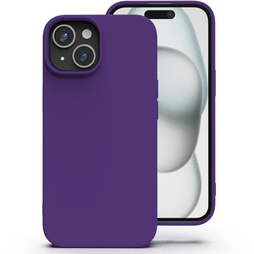 Zuvirelx Silikon Handyhülle für iPhone 15 Hülle, Weiches Griff, Dünne, Minimalistisch, Stoßfest, rutschfest, Taschenpassend - Lila