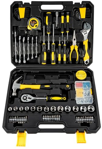 SUNNYNEST 107 Piece Tool Set for DIY & Home Repair Motorbike Car Vehicle Toolbox with Wrench Screwdriver Hex Key & Tool Box Case