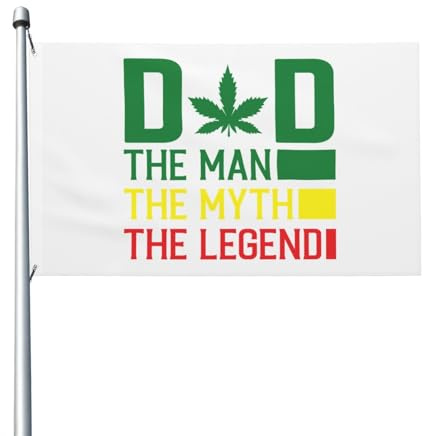Cannabis, Gras, Marihuana, Kiffer-Papa, Der Mann, Der Mythos, Die Legende Gartenflaggen Wetterbeständige Gartenflagge Banner Für Außenbereich Urlaub Garten 3X5Ft
