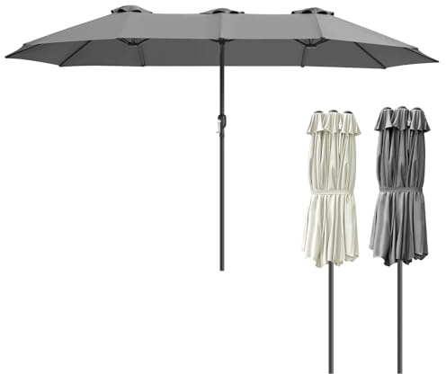Vkechh Parasol de balcon - 394 x 210 cm - Avec manivelle - Sans support - Protection UV 50+ - Résistant au vent - Pour balcon et jardin - Anthracite