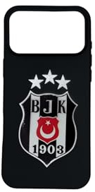 Gök-Türk Weiche Silikonhülle Hülle Besiktas BJK für iPhone 14, 14 Pro Max, 15, 15 Pro, 15 Pro Max, 16, 16 Pro, 16 Pro Max - schwarz (17 pro Max)