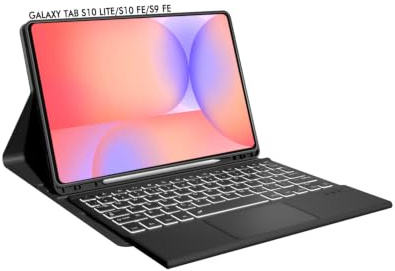 Doohoeek Case with Keyboard for Samsung Galaxy Tab S10 Lite 10.9 2025/S10 FE/S9 FE 10.9/Tab S9 11, Bluetooth Wireless 7 Colours Backlit Detachable Folio Cover with Multi-Touch Trackpad, Black (K01)