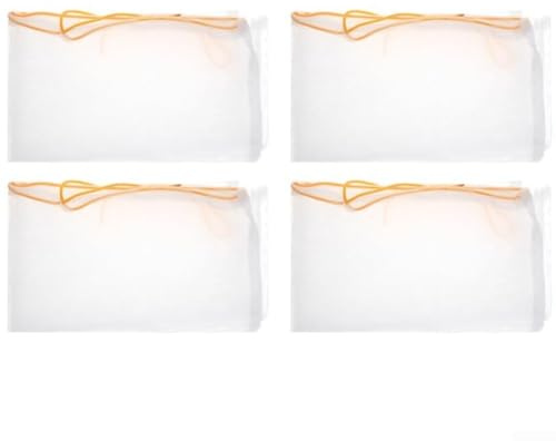 Ultrafeine Nylon-Käsetuchbeutel, 4 Stück, zum Abseihen von Honig, mit sicherer, elastischer Passform auf 1,8 l Eimern, wiederverwendbares, weißes Netz-Filtertuch für Imker, lebensmittelechtes und