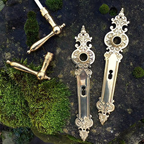 Antikas - Exklusiv Messing Zimmer-Türgarnitur, Stil Louis-Seize Türdrücker + Langschilder