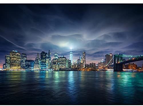 Runa Art Photo Wallpaper New York Night Modern Non-Woven Living Room Bedroom Wall Decoration - Made in Germany - Blue 9210010b