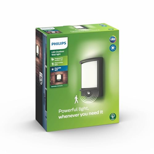 Philips Samondra Wandleuchten für den Außenbereich, 12 W, 2700 K warmweiß, wasserfest, anthrazit, wetterfest (IP44)