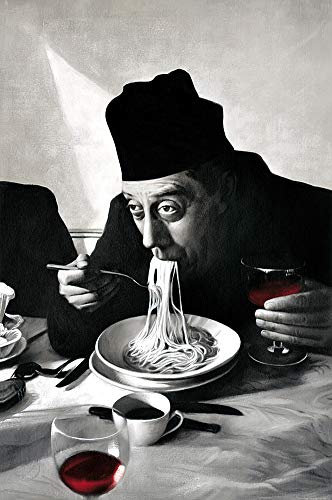 1art1 Kochkunst XXL Poster Spaghetti, Rotwein, Don Camillo Plakat | Bild 120x80 cm