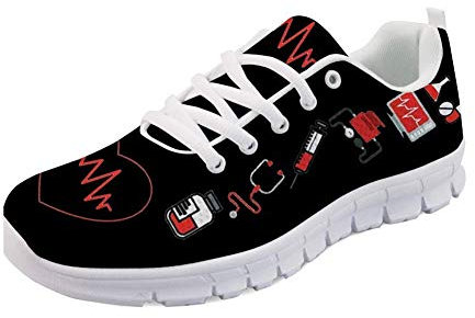 Showudesigns - Zapatillas de deporte para hombre y mujer, zapatos para enfermera, transpirables, con cordones, diseño de oso, color Rosa, talla 38 EU