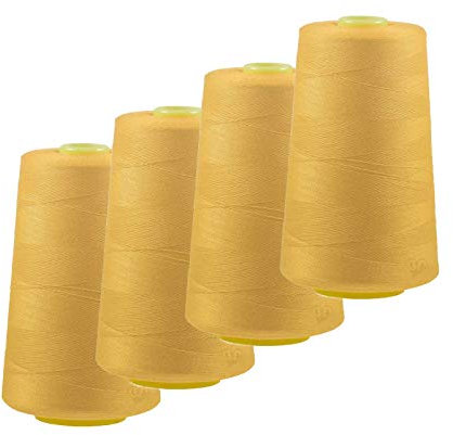 4 x 4572m Overlock-Garn Overlock-Nähgarn Oeko-Tex Polyestergarn Farbe 501 bis 540, Farbe:A519 safrangelb