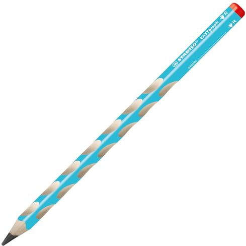 STABILO - Ergonomischer Dreikant-Bleistift für Rechtshänder - EASYgraph in blau - Einzelstift - Härtegrad 2B