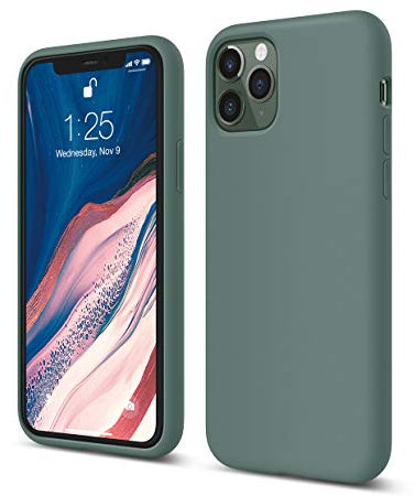 elago Liquid Silicone Case Kompatibel mit iPhone 11 Pro Hülle (5,8), Silikon Handyhülle, Rundumschutz : 3-Layer Schutzhülle (Nachtgrün)
