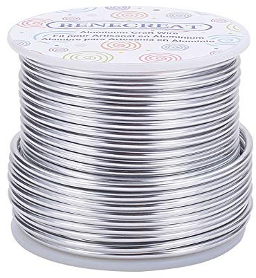 BENECREAT 24.5m 2.5mm Alambre de Aluminio Hilo Metálico para Fabricación de Artesanías Rebordeado Alambre de Manualidad de Aluminio Calibre 10 Palta