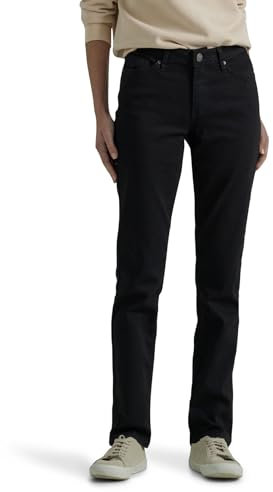Lee Women's Regular Fit Straight Leg Jean, Black, 14