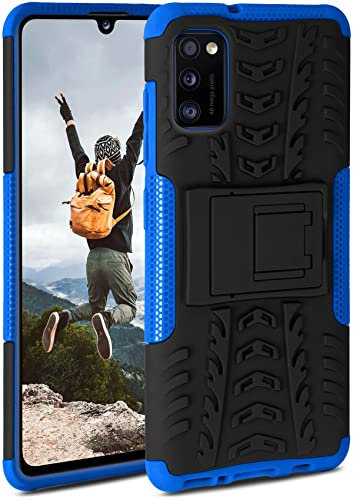 ONEFLOW Tank Case für Samsung Galaxy A41 Hülle Outdoor, stabile Panzerhülle mit Kamera und Display Schutz, sichere Handyhülle, TPU Handy Schutzhülle mit Ständer, Blau Schwarz