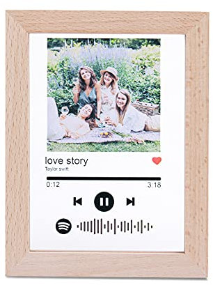 jewel Luz de Noche Foto Spotify Personalizadas con Foto Grabado Lámpara de Noche Placa de Música Escaneable Spotify Vidrio Acrílico Canción Regalo para Novio Novia Madre Día San Valentín