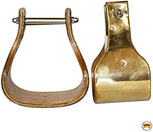HILASON Westernsattel mit Messingbespannung aus Holz für Pferde, Breites Seil