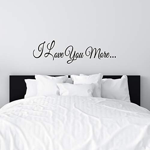 Wall Stickers, Wall Art Stickers for Bedrooms, (Easy to Install), Wall Decals Quotes Love Women Inspirational Bathroom Kitchen Couples Marriage Life Word Home Art Decor Vinyl I Love You More 35.7X10