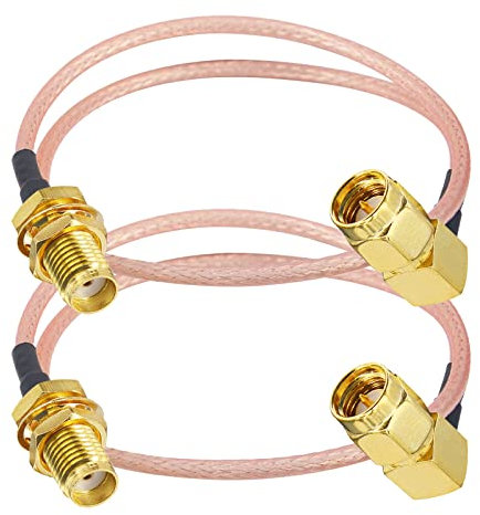 Boobrie 2*Cavo SMA RG316 SMA Maschio a SMA Femmina Cavo coassiale ad angolo retto Cavo antenna WiFi Cavo SMA 90 gradi Connettore a paratia SMA 30cm per antenne mobili Antenna WiFi