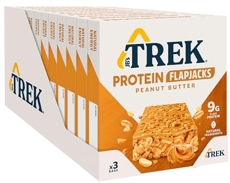JB's Trek High Protein Flapjack Peanut Butter - Gluten Free - Plant Based - Vegan Snack - 50g X 36 Bars