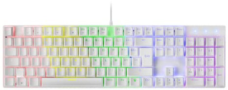 Mars Gaming MK422 Blanc, Clavier Mécanique Gaming RGB, Antighosting, Switch Mécanique Rouge, Langue Française