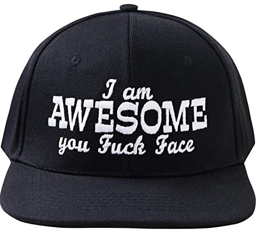 EXPRESS-STICKEREI Lustige Kappe mit Spruch I am Awesome - You fu** face - Verstellbare Urban Basecap - Hochwertige Schildkappe - Baseball Kappe - Snapback Kappe mit Verschluss - Einheitsgröße