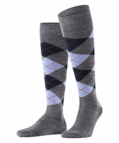 Burlington Herren Kniestrümpfe Manchester M Kh Baumwolle lang gemustert 1 Paar, Grau Concrete Melange 3615, 40-46