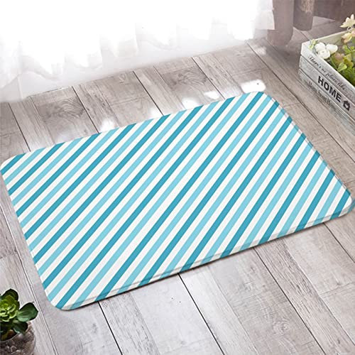 Teppich Klein, Fußmatte Outdoor 50X160cm Blau Weiss Twill Muster Willkommen Matten für Badezimmer Küche