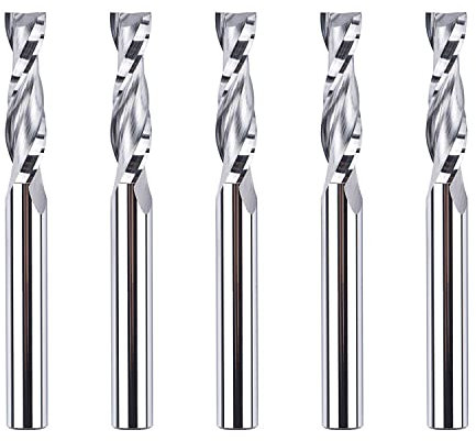 SpeTool 5 Stück Upcut CNC Spiralfräser VHM 2 Flöten Oberfräse Fräser Holz mit 6 mm Schaft x 24 mm Schnittlänge, Router Bit zum Schneiden von Holz