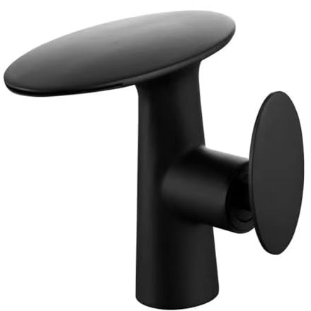 Wasserfall Wasserhahn Bad Waschtischarmatur Retro Antik Stil Messing Einhebelmischer Mischbatterie Mit Kaltes Und Heißes Wasser Vorhanden, Waschbecken Armatur, Schwarz