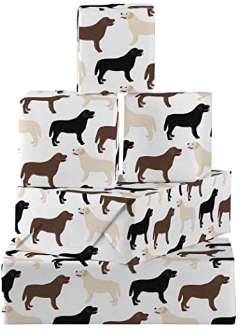 Hunts England - 5 Bögen Labrador-Hunde-Geschenkpapier für Männer / Frauen – inklusive 5 Geschenkanhängern – gefaltetes Geschenkpapier – ikonische Kollektion – für Sohn, Tochter, Mutter, Frau usw.