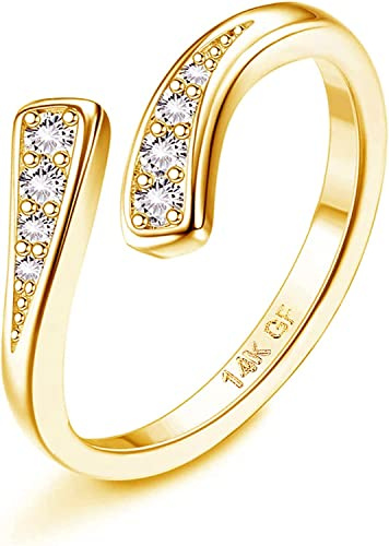 Jstyle Zehenringe für Damen, 14 Karat Gold, verstellbar, Zirkonia, Gänseblümchen, Blume, Sommer, Strand, Fußschmuck