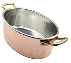 CREARTISTIC 100% Made in Italy – Kupfer Auflaufform - Auflaufform oval 37 x 26 cm x 12,5 cm - Auflaufform klein, groß - Mit 2 Griffen aus Messing 4 cm – Backblech - Backofen - handgemacht