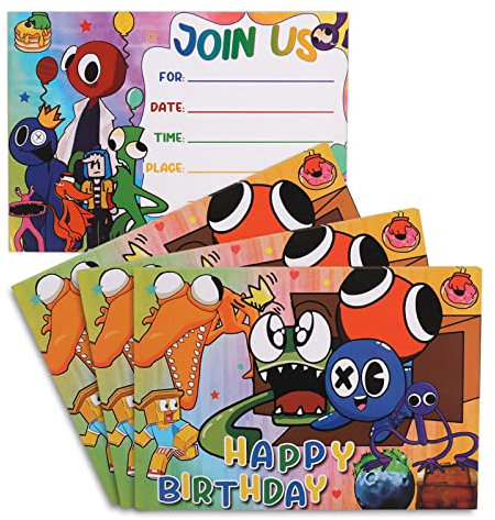 Yisscen Rainbow Friend Kinder Einladungskarten, 30 Stück Einladungen Kindergeburtstag, Regenbogen Party Supplies, Mädchen Jungs Geburtstag Einladungskarte, Kindergeburtstag Deko