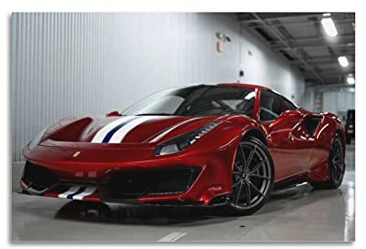 Supercar Poster für Ferrari 488 Pista Red Race Car Poster Dekorative Malerei Leinwand Wandposter und Kunstbild Druck Modern Familie Schlafzimmer Dekor Poster