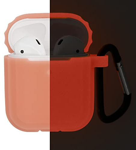 kwmobile Hülle kompatibel mit Apple Airpods 1 & 2 Kopfhörer - Silikon Schutzhülle Case Cover - leuchtet im Dunkeln - Altrosa