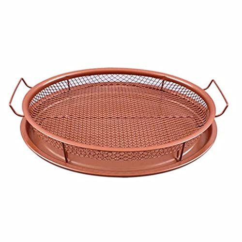 Cake Stand Mesh Baking Tray Non-Stick Round Baking Pan Chips Crisping Basket Microwave Oven Copper Baking Tray BBQ Tray