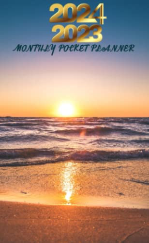 2024-2023 Monthly Pocket Planner: Beautiful sea view/Small 2 Year Calendar Schedule Organizer Start January 2023 to December 2024 with ... Notes, Important Dates, and Passwords
