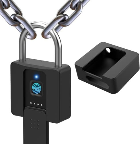 Schlüssel Vorhängeschloss mit Silikonabdeckung eLinkSmart Großes Bluetooth Fingerabdruck Schlüsselsicherung - Wasserdichtes Torvorhängeschloss für den Außenbereich Remote-Autorisierung