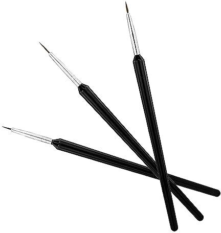 Lot de 3 pinceaux fins pour nail art - Pinceaux fins pour nail art - Pinceaux miniatures - Pinceaux de peinture pour nail art - Pour les traits courts, les détails, le mélange, les lignes allongées