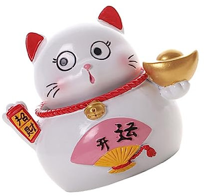 ihreesy Wackelkopf Katze Auto Dekoration, Lustig Auto Armaturenbrett Ornament Wackelköpfe Glückliche Katzenfiguren Cartoon-Tier Schüttelnde Kopffigur Auto Innenraum Deko für Schreibtisch Büro,#B