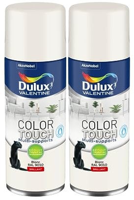 Dulux Valentine Peinture Intérieure et Extérieure Aérosol Color Touch - Brillant Blanc 400 ml - Lot de 2