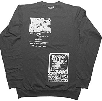 The Sex Pistols T Shirt 100 Club Nue offiziell Unisex Charcoal Grau Long Sleeve XL