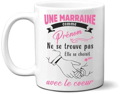 Lalasol Mug Marraine Personnalisé – Tasse Idée Cadeau Pour Marraine 2023 – Nom Personnalisable – Imprimé en France